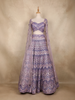 Lavender Sequins Embroidered Net Lehenga Set with Cape Sleeves