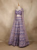 Lavender Sequins Embroidered Net Lehenga Set with Cape Sleeves