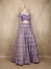 Lavender Sequins Embroidered Net Lehenga Set with Cape Sleeves