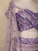 Lavender Sequins Embroidered Net Lehenga Set with Cape Sleeves