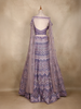 Lavender Sequins Embroidered Net Lehenga Set with Cape Sleeves
