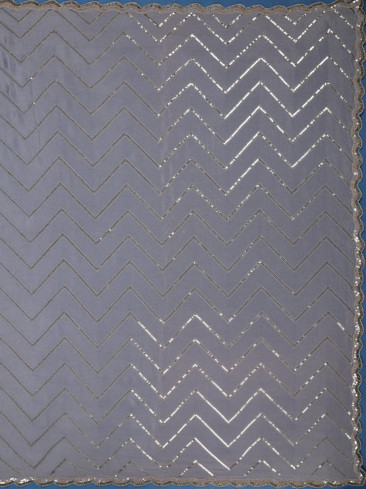 Lavender Sequins Zig Zag Design Georgette Saree - Diadem