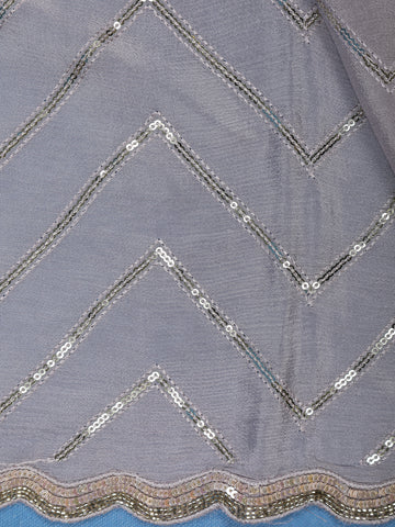 Lavender Sequins Zig Zag Design Georgette Saree - Diadem