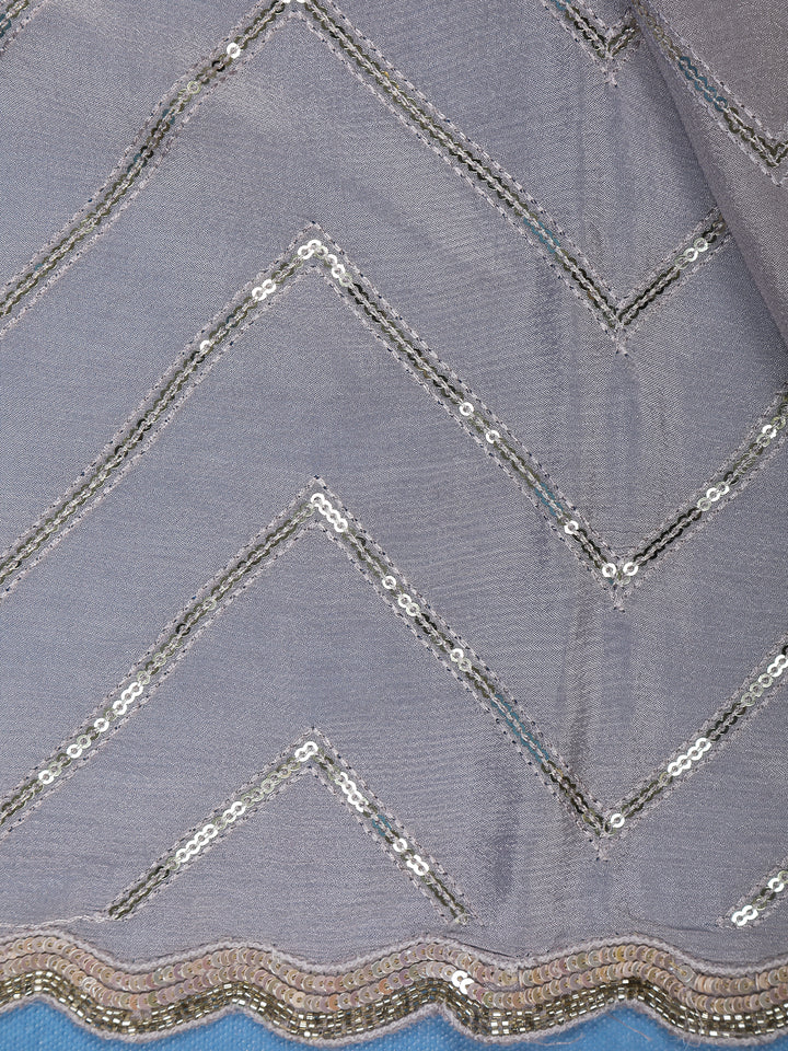 Lavender Sequins Zig Zag Design Georgette Saree - Diadem