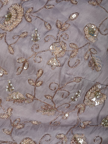 Lavender Sequins Zig Zag Design Georgette Saree - Diadem
