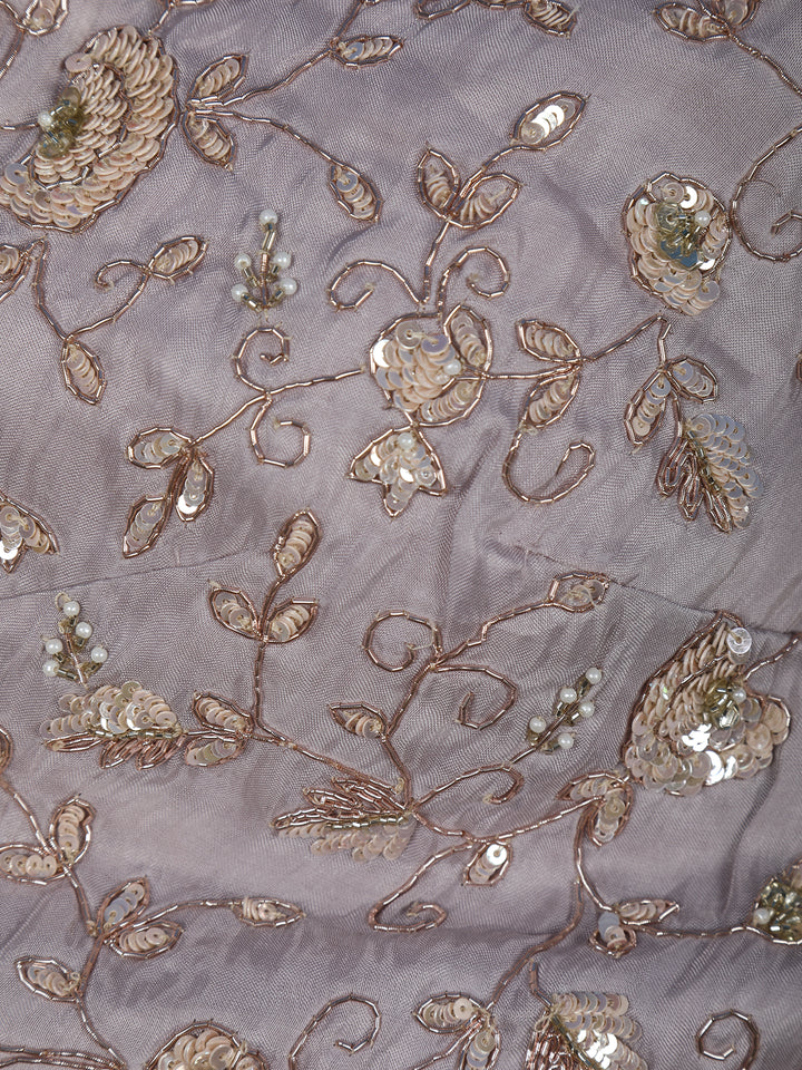 Lavender Sequins Zig Zag Design Georgette Saree - Diadem