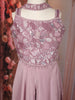 Lavender Sequins and Beads Embroidered Design Crepe Kids Palazzo Suit