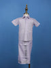 Lavender Silk Dhoti With Matching Half Sleeve Shirt - Diadem