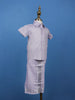 Lavender Silk Dhoti With Matching Half Sleeve Shirt - Diadem