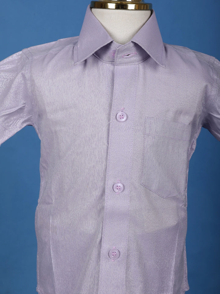 Lavender Silk Dhoti With Matching Half Sleeve Shirt - Diadem