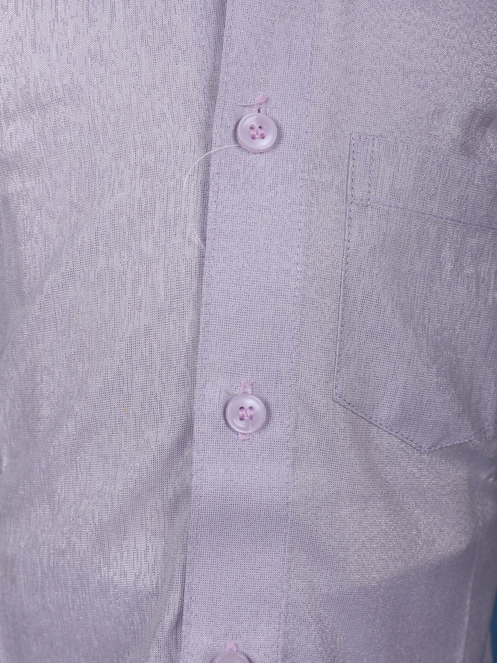 Lavender Silk Dhoti With Matching Half Sleeve Shirt - Diadem
