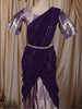 Lavender Silver Floral Vine Zari Woven Design Art Silk Kids Pattu Pavadai with Contrast Dupatta and Designer Hip Belt