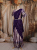 Lavender Silver Floral Vine Zari Woven Design Art Silk Kids Pattu Pavadai with Contrast Dupatta and Designer Hip Belt