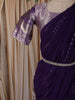 Lavender Silver Floral Vine Zari Woven Design Art Silk Kids Pattu Pavadai with Contrast Dupatta and Designer Hip Belt