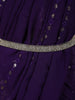 Lavender Silver Floral Vine Zari Woven Design Art Silk Kids Pattu Pavadai with Contrast Dupatta and Designer Hip Belt