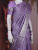 Lavender Silver Zari Woven Kanchipuram Tissue Silk Saree