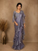 Lavender Solid Design Ruffle Organza Ready To Wear Saree