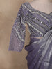 Lavender Solid Design Ruffle Organza Ready To Wear Saree