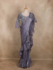 Lavender Solid Design Ruffle Organza Ready To Wear Saree