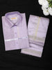 Lavender Solid Silk Shirt with Matching Dhoti Featuring Elegant Gold Zari Border