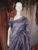 Lavender Striped Zari Woven Design Pure Organza Saree with Designer Border