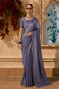 Lavender Striped Zari Woven Design Pure Organza Saree with Designer Border