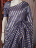 Lavender Striped Zari Woven Design Pure Organza Saree with Designer Border