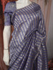 Lavender Striped Zari Woven Design Pure Organza Saree with Designer Border