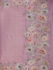 Lavender Stripes And Floral Printed Tussar Silk Saree