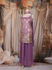 Lavender Zari Woven Design Silk Palazzo Suit with Dupatta