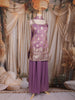 Lavender Zari Woven Design Silk Palazzo Suit with Dupatta