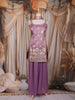 Lavender Zari Woven Design Silk Palazzo Suit with Dupatta
