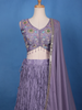 Lavender Beaded Sequins Floral Design Bridal Georgette Lehenga