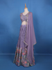Lavender Beaded Sequins Floral Design Bridal Georgette Lehenga