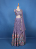 Lavender Beaded Sequins Floral Design Bridal Georgette Lehenga