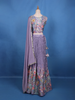 Lavender Beaded Sequins Floral Design Bridal Georgette Lehenga