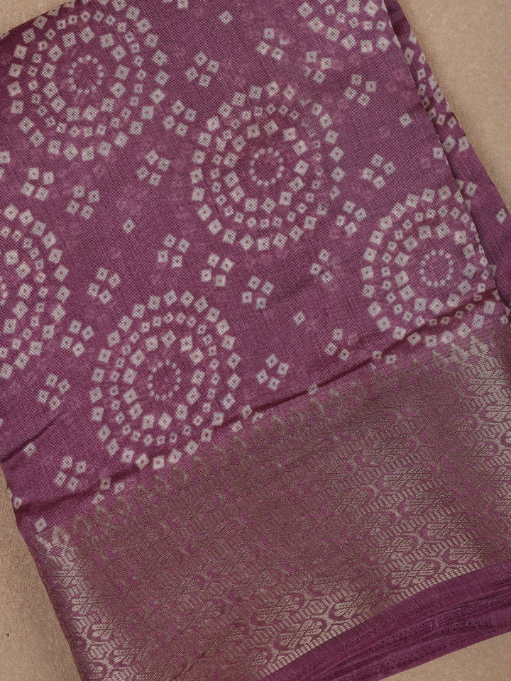 Lavender Chakaram Designed Fancy Cotton Saree - Diadem