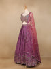 Lavender Crepe Silk Floral Designed Bridesmaid Lehenga