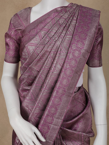 Lavender Diamond Woven Pure Kanchipuram Silk Saree - Diadem