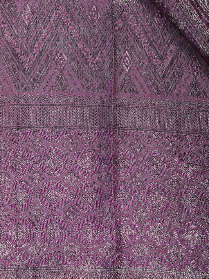 Lavender Diamond Woven Pure Kanchipuram Silk Saree - Diadem