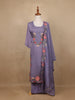 Lavender Floral Design Embroidered Cotton Salwar Suit - Diadem