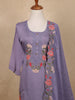 Lavender Floral Design Embroidered Cotton Salwar Suit - Diadem