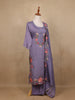 Lavender Floral Design Embroidered Cotton Salwar Suit - Diadem