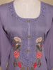 Lavender Floral Design Embroidered Cotton Salwar Suit - Diadem