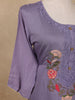 Lavender Floral Design Embroidered Cotton Salwar Suit - Diadem