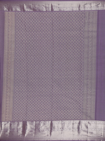Lavender Floral Butta and Checks woven Silk Saree - Diadem