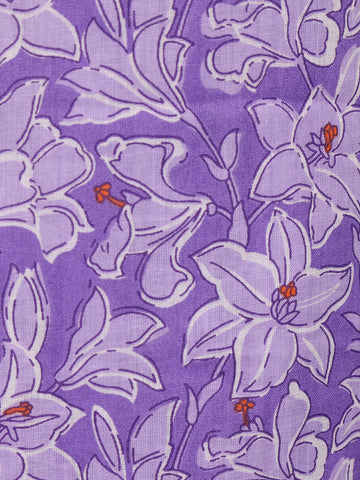 Lavender Floral Design Print Cotton Salwar Suit - Diadem