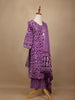 Lavender Floral Design Printed Cotton Salwar Suit - Diadem