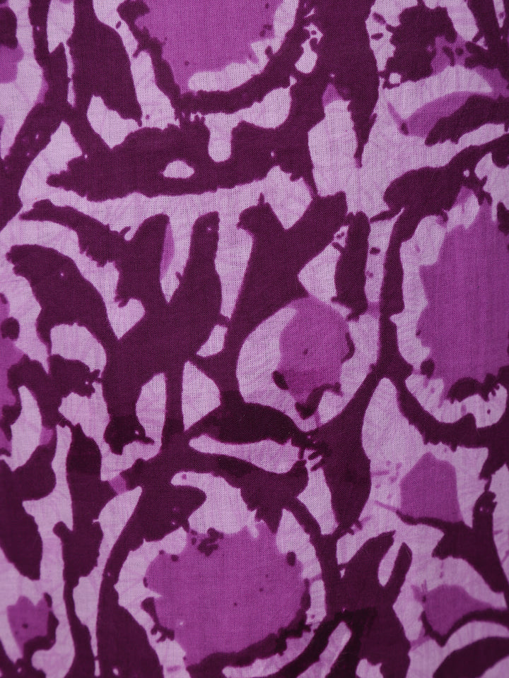 Lavender Floral Design Printed Cotton Salwar Suit - Diadem
