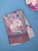 Lavender Floral Design Printed Cotton Saree - Diadem